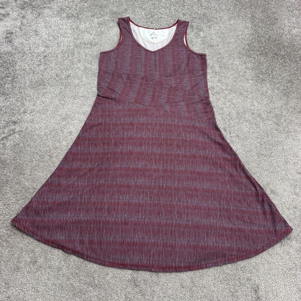 Prana Amelie Sleeveless A-Line Dress Women Small Burgundy Gray Geometric Stretch